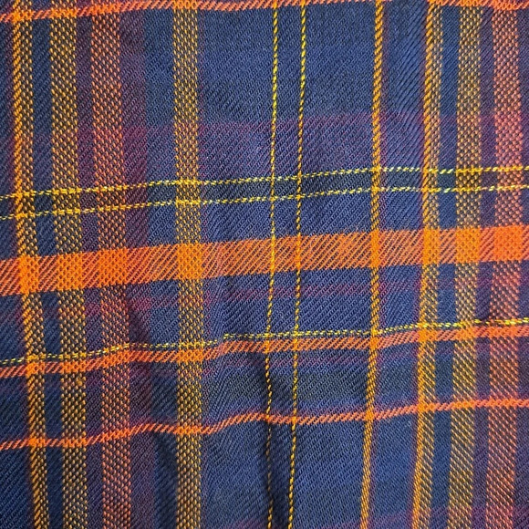 Miss Me Navy Red Metallic Plaid Tunic Long Shirt Tie Waist Button Down Size M - Picture 6 of 9